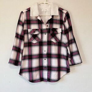 Eden & Olivia Purple And Black Plaid Shirt   Sz S   EUC